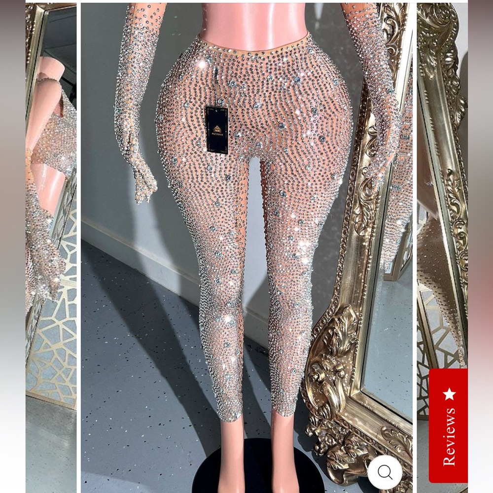 Silver Embellished Amekana Pants - Picture 3 of 5